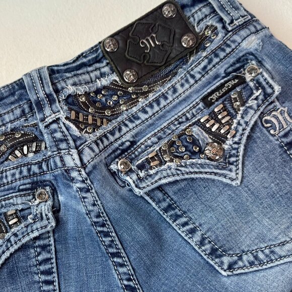 MISS ME Jeans - Women's 30x34 Straight Pocket Flap Studded Rhinestones JP6063T - Picture 7 of 7